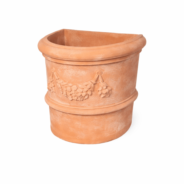 Mezzo Vaso Cilindrico Festonato – klassischer, hoher Wandtopf aus Impruneta-Terracotta